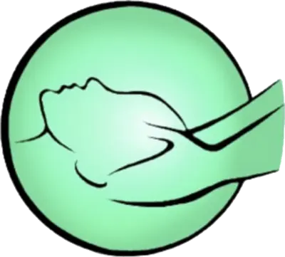 Peace Healing Massage logo: hands cradling a resting face inside a green circle